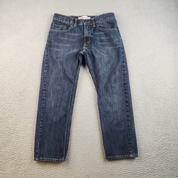 Levi's 505 Jeans Boys Size 10 Husky Dark Wash Regular Fit Straight Blue Denim - Picture 2 of 9